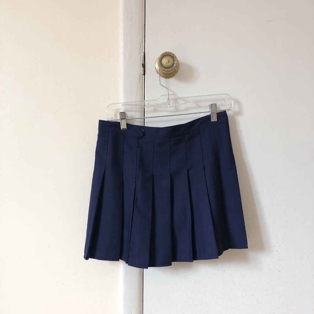 Navy Pleated Skirt
